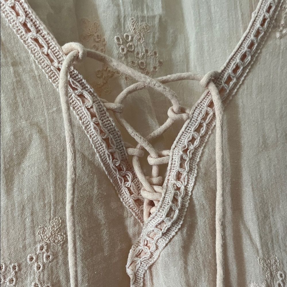 Lovestitch Peach Lace-Up Blouse - Picture 3 of 6